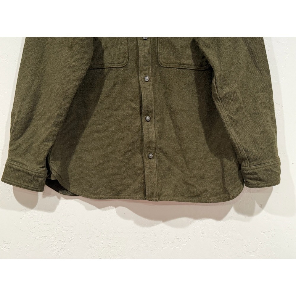 Everlane Mens Organic Cotton Heavyweight Flannel Overshirt Fatigue Green XL - Picture 5 of 10